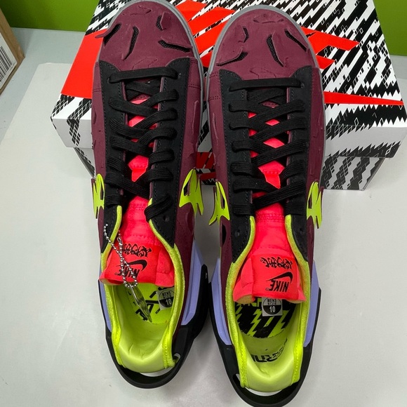 Nike Blazer Low Acronym Customizable Maroon & Black Basketball Size 10 Sneakers - Picture 5 of 14